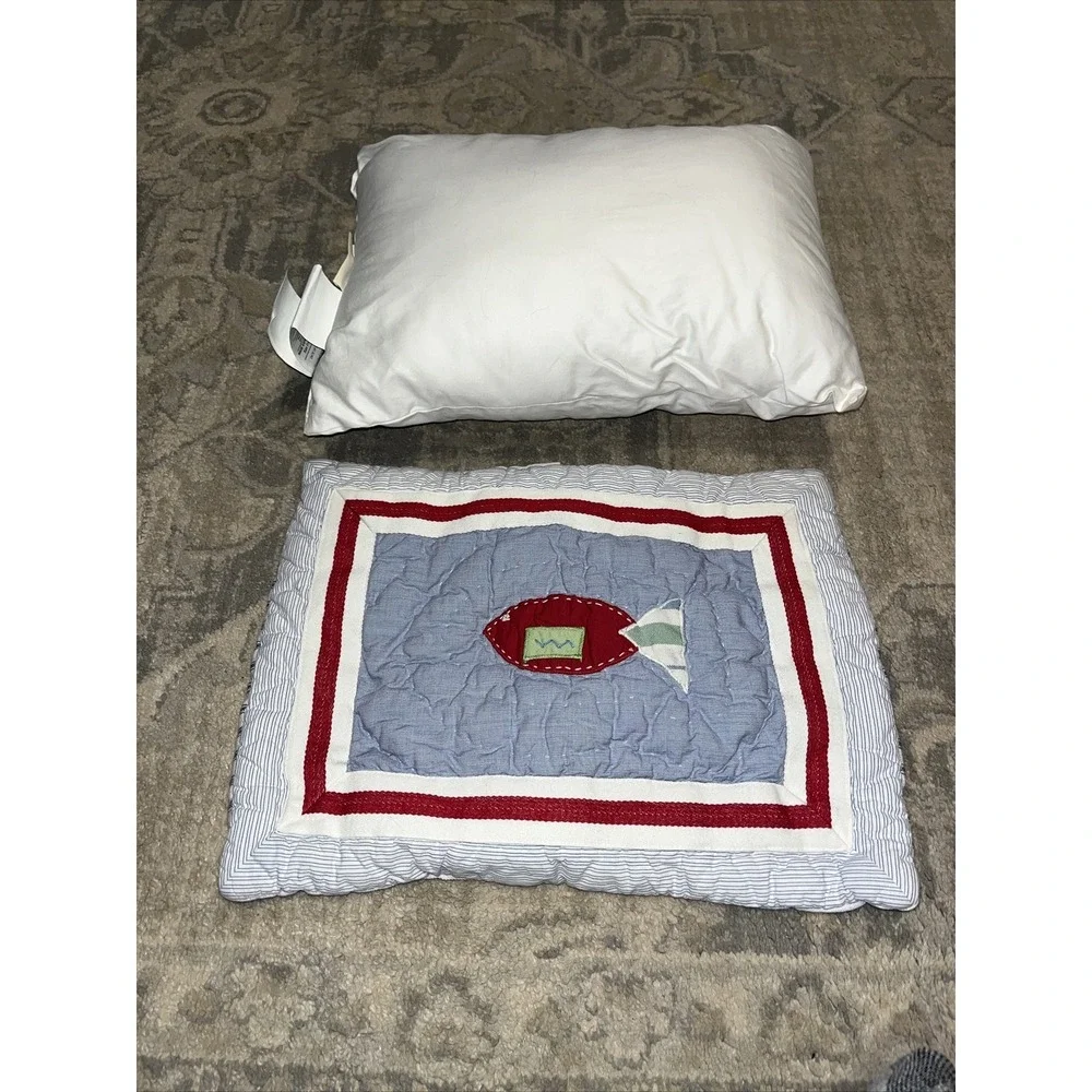 Pottery Barn Kids Quilted Applique Fish Crib Pillow And Sham 12 X 16‎ Toddler